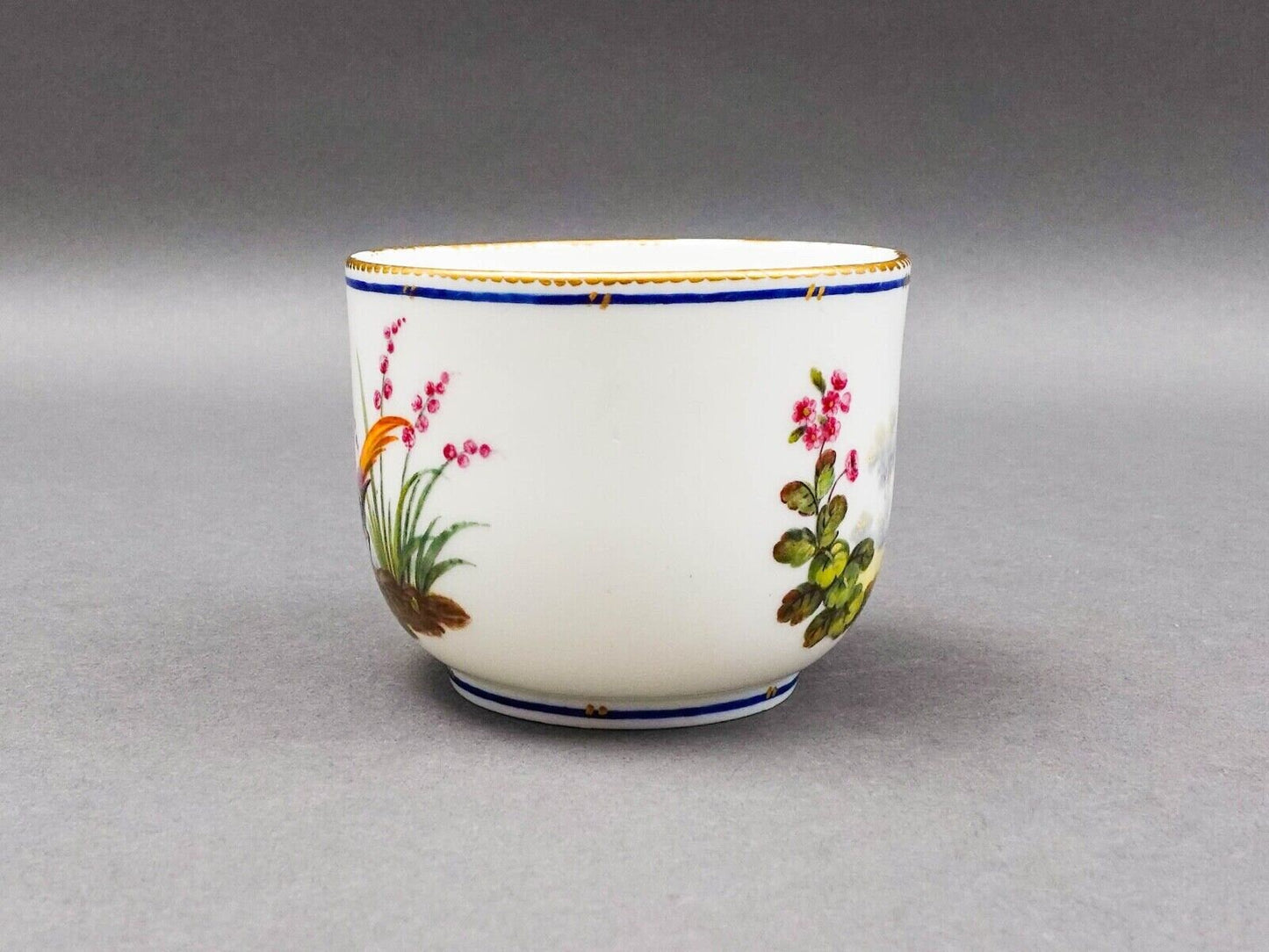 Sevres Francois Joseph Aloncle Hand Painted Birds Open Sugar Bowl Cup Circa 1772