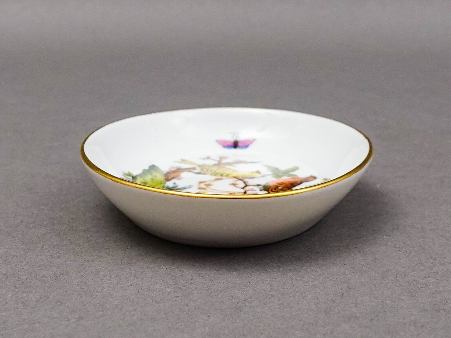 Herend Hungary Rothschild Bird Porcelain Oval Trinket Dish Butter Pat Tray 7781