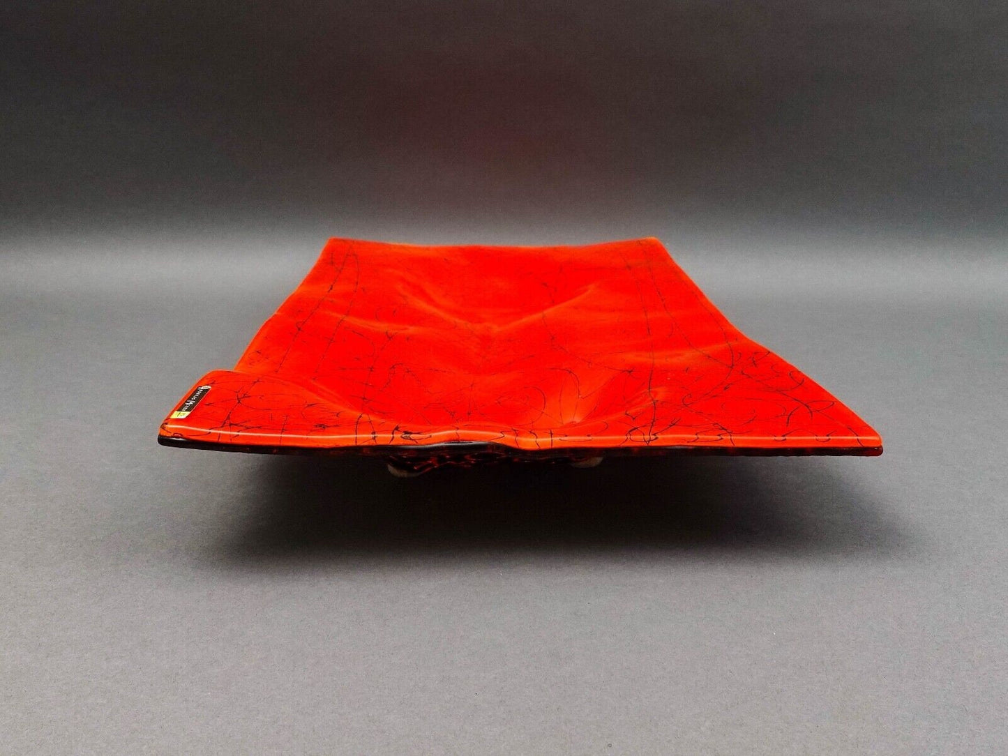 Andreas Meyer Israel Vered Meyer Signed Red Fused Nahariya Glass Platter Tray