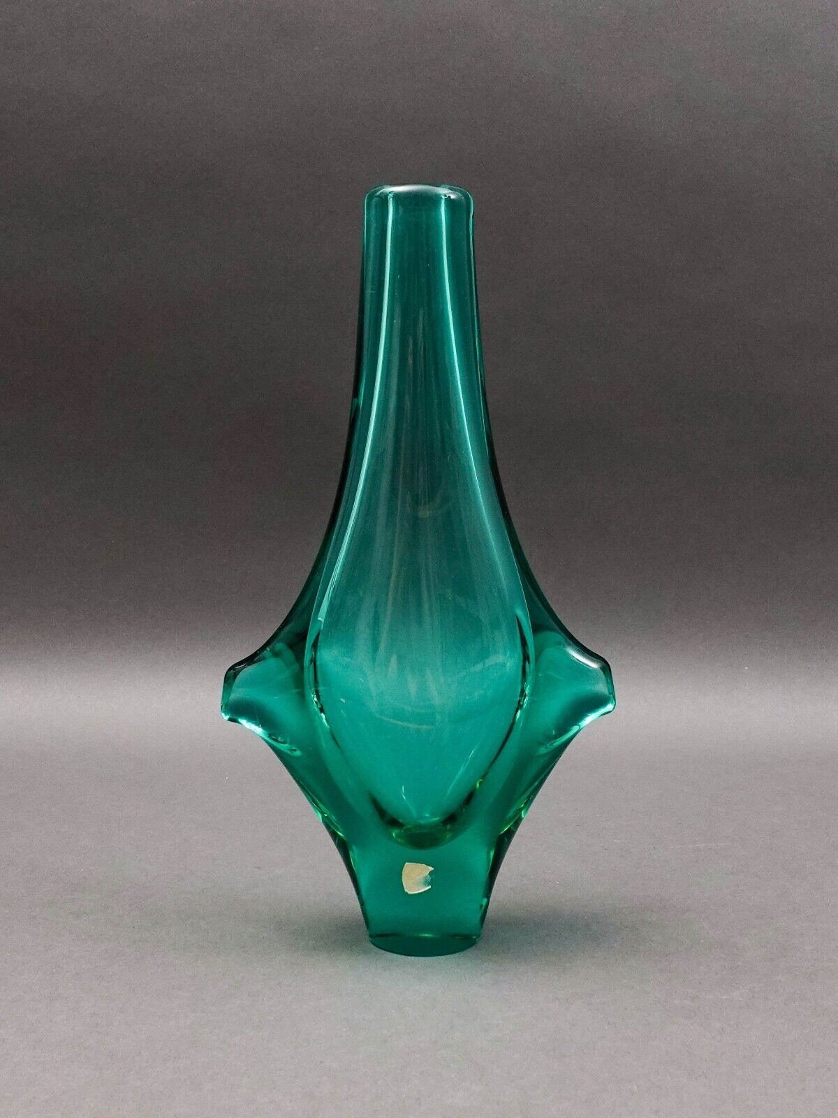 Zelezny Brod Sklo ZBS Czechoslovakia Miloslav Klinger MCM Green Art Glass Vase