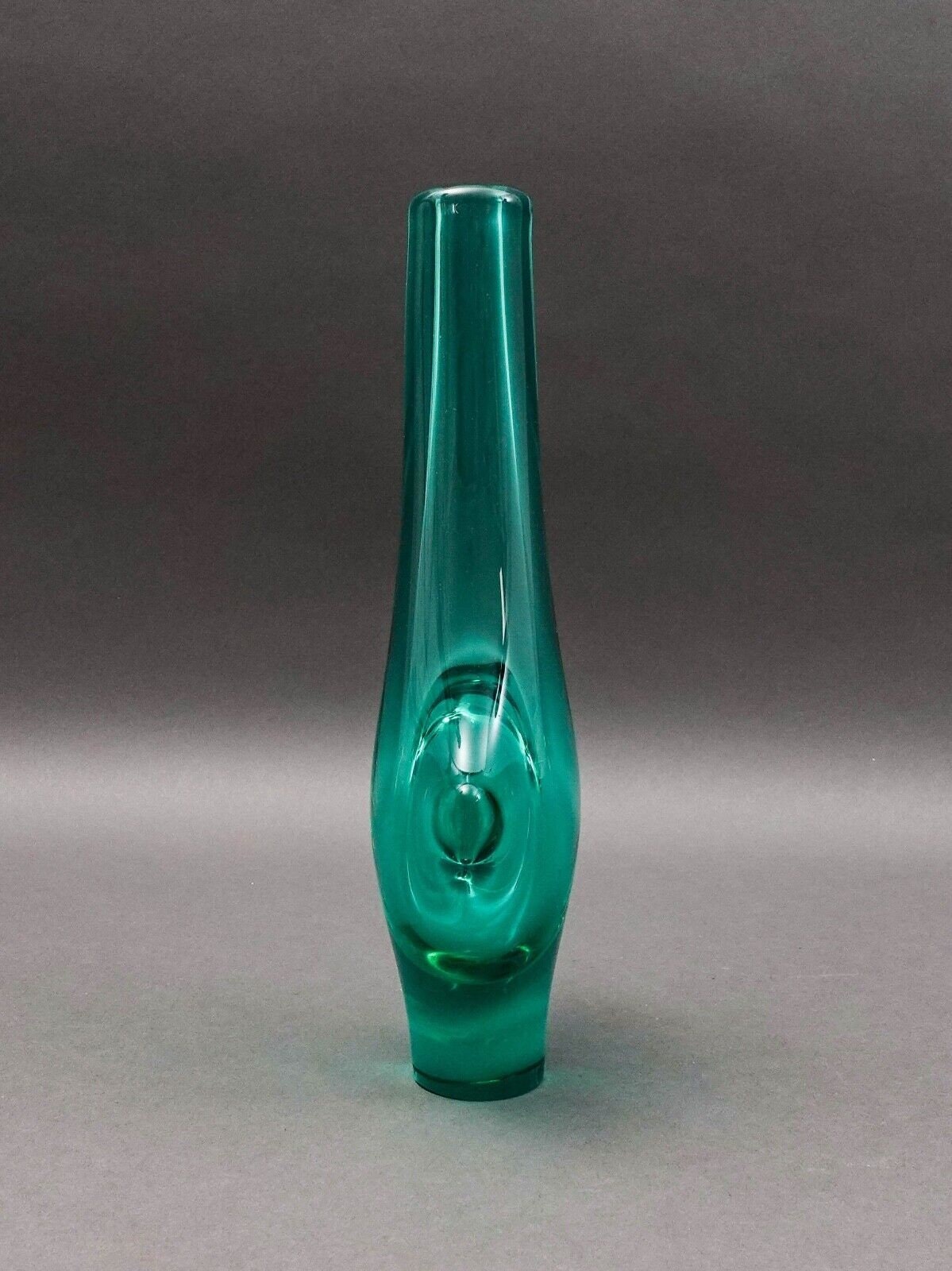 Zelezny Brod Sklo ZBS Czechoslovakia Miloslav Klinger MCM Green Art Glass Vase