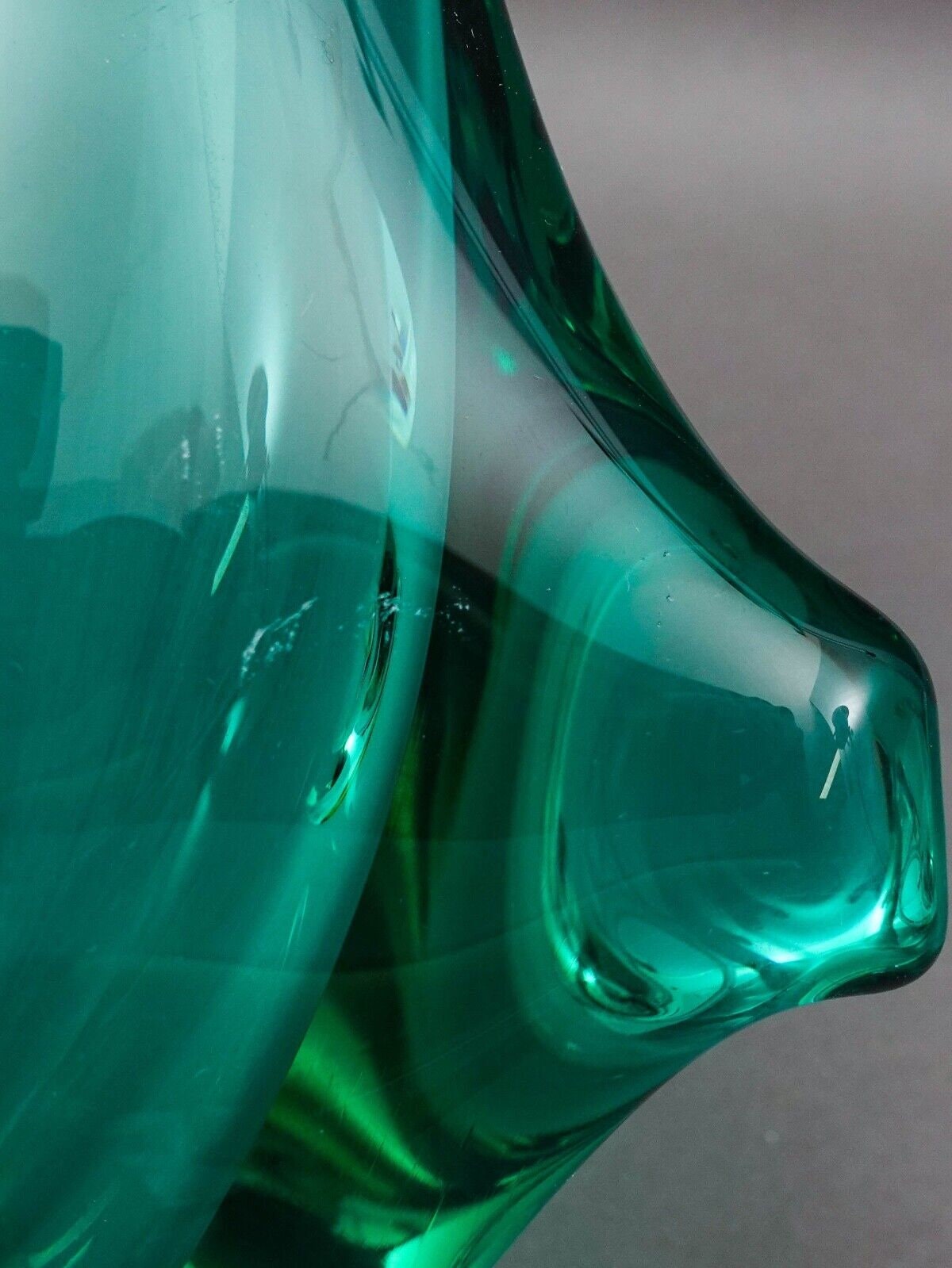 Zelezny Brod Sklo ZBS Czechoslovakia Miloslav Klinger MCM Green Art Glass Vase