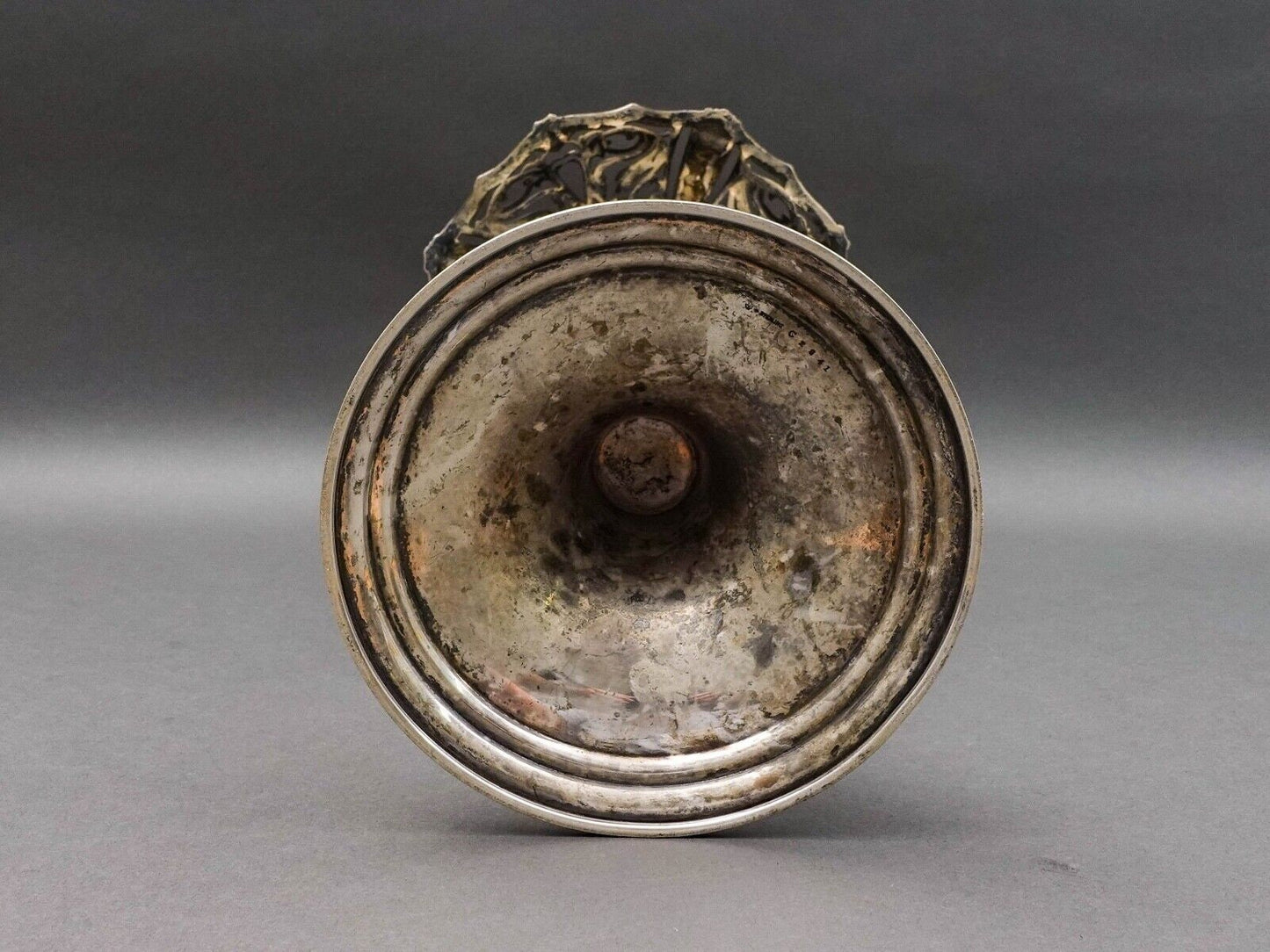 Antique Monumental Sterling Silver Art Nouveau Openwork Everted Rim Vase 17 1/2"