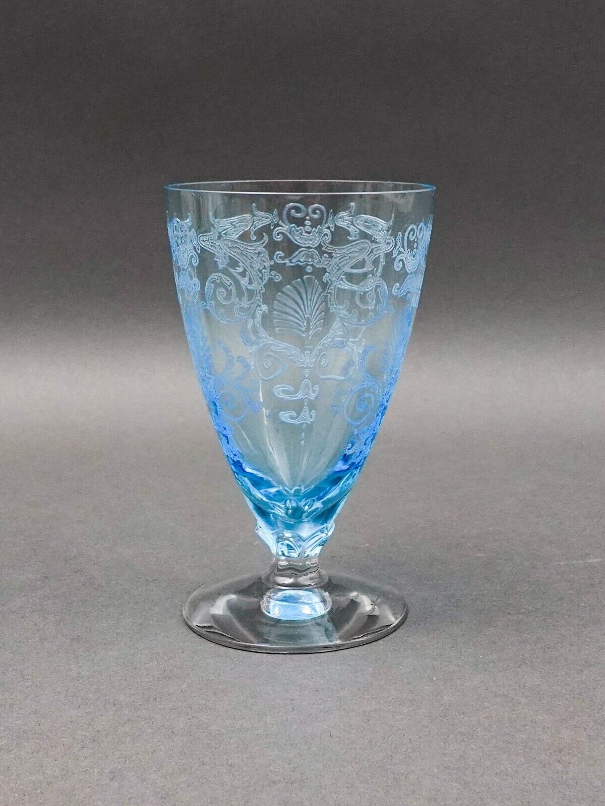 Fostoria Versailles Azure Blue Crystal 5 1/4" Parfait Tumbler Glasses Set Of 5