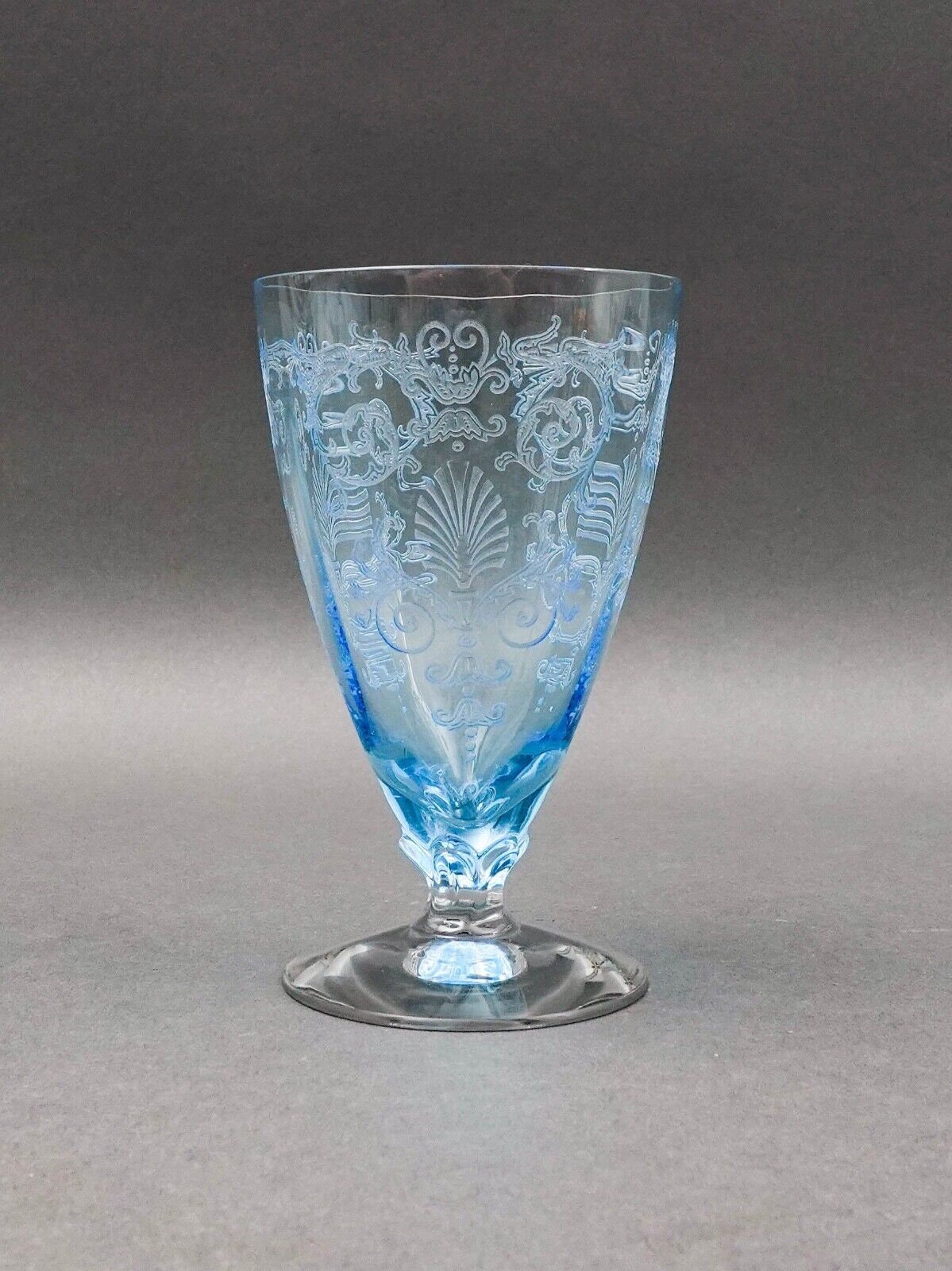 Fostoria Versailles Azure Blue Crystal 5 1/4" Parfait Tumbler Glasses Set Of 4
