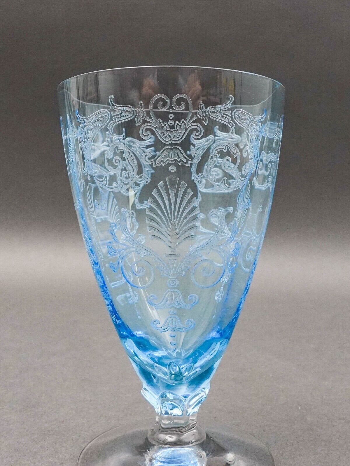 Fostoria Versailles Azure Blue Crystal 5 1/4" Parfait Tumbler Glasses Set Of 4