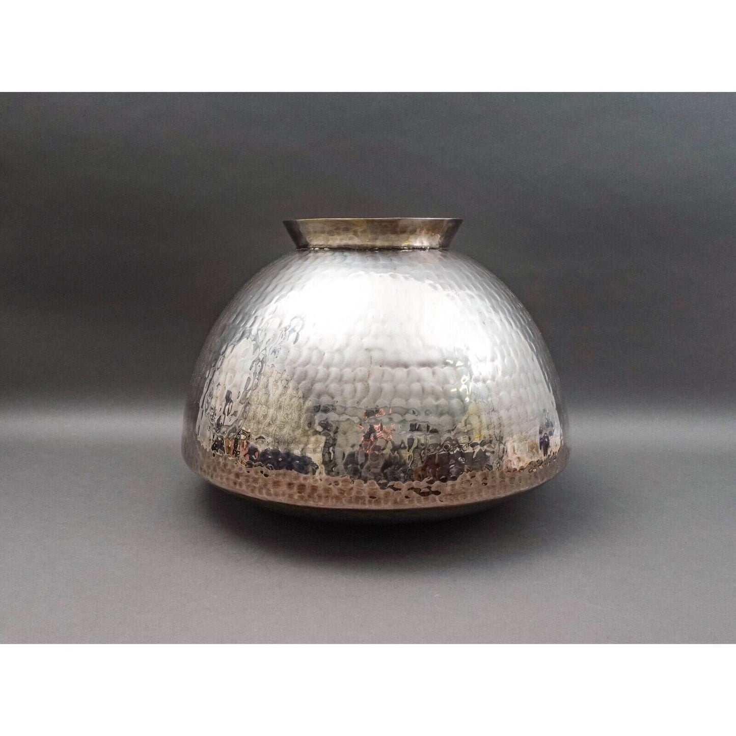 Gervasoni Blu Italy Hammered Silver Plate Metal Container Planter Vase 18"