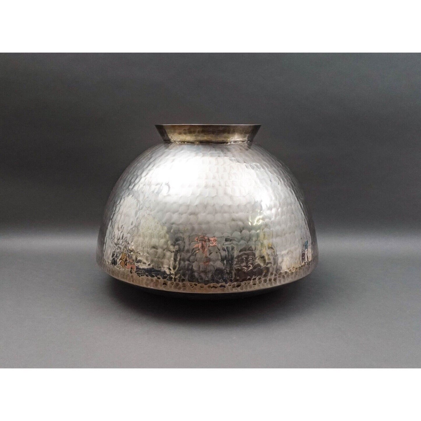 Gervasoni Blu Italy Hammered Silver Plate Metal Container Planter Vase 18"