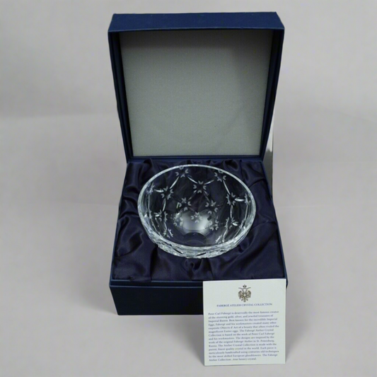Faberge Signed Atelier Collection 7" Crystal Bowl With Box