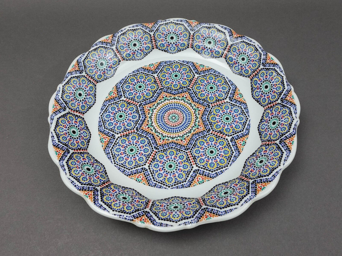 Cocema Fes Maroc Morocco Tile Mosaic Porcelain Serving Dish Platter 11 3/4"