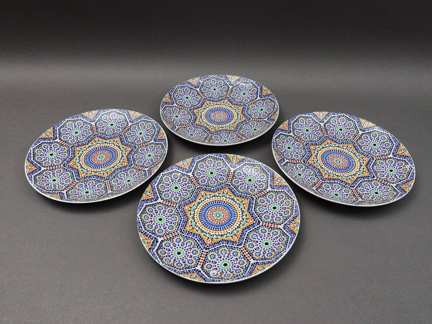 Cocema Fes Maroc Morocco Tile Mosaic Porcelain Dinner Plate Set Of 4
