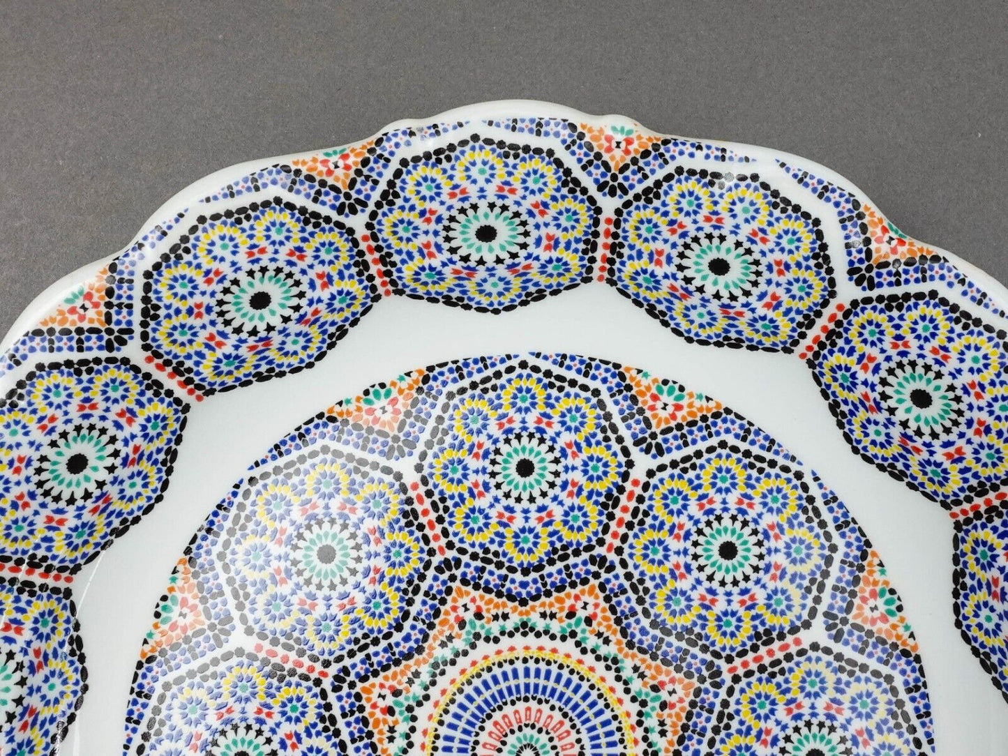 Cocema Fes Maroc Morocco Tile Mosaic Porcelain Serving Dish Platter 11 3/4"