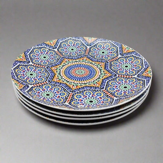 Cocema Fes Maroc Morocco Tile Mosaic Porcelain Dinner Plate Set Of 4