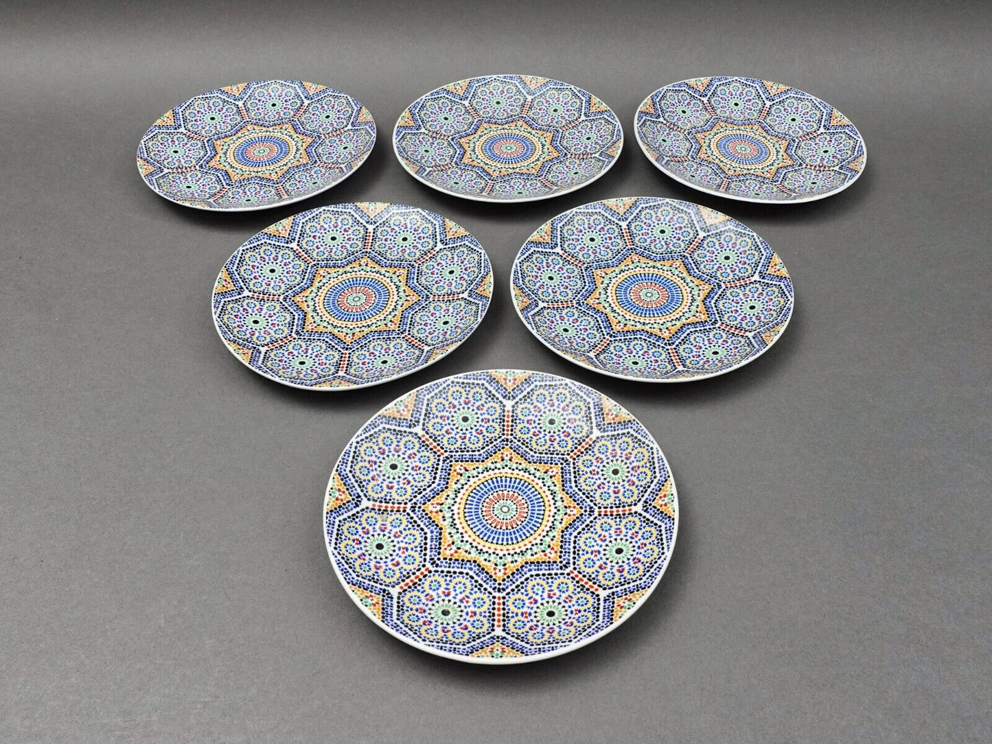 Cocema Fes Maroc Morocco Tile Mosaic Porcelain Bread & Butter Plate Set Of 6