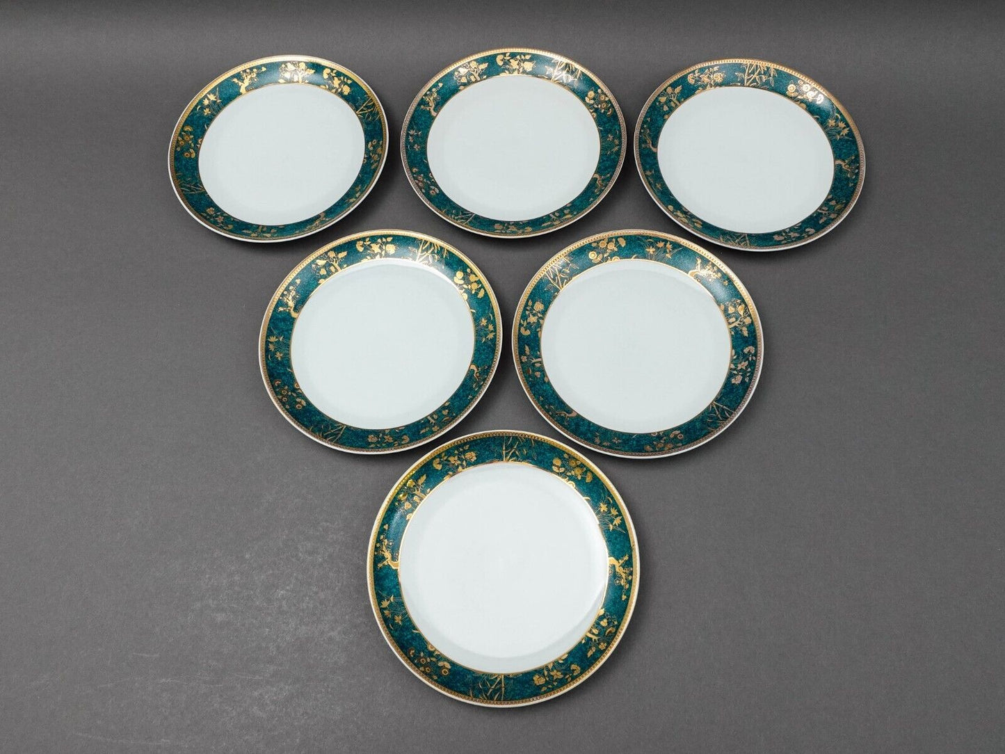 Cocema Fes Morocco Prestige Design Green Gold Porcelain Salad  Plate Set Of 6