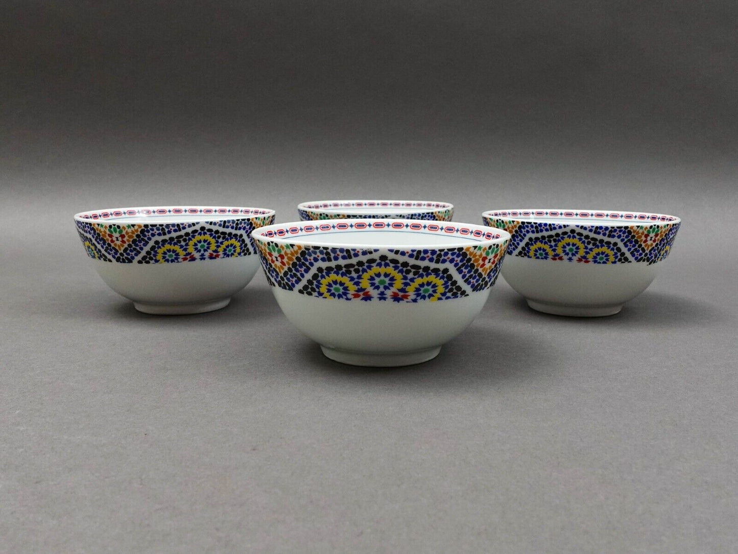 Cocema Fes Maroc Morocco Tile Mosaic Porcelain Fruit Cereal Bowl Set Of 4