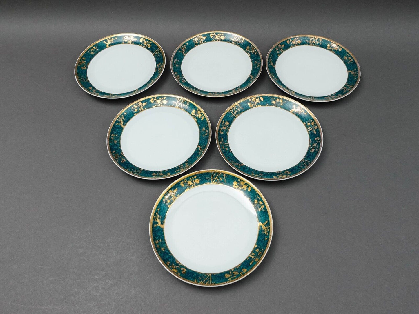 Cocema Fes Morocco Prestige Design Green Gold Porcelain Salad  Plate Set Of 6