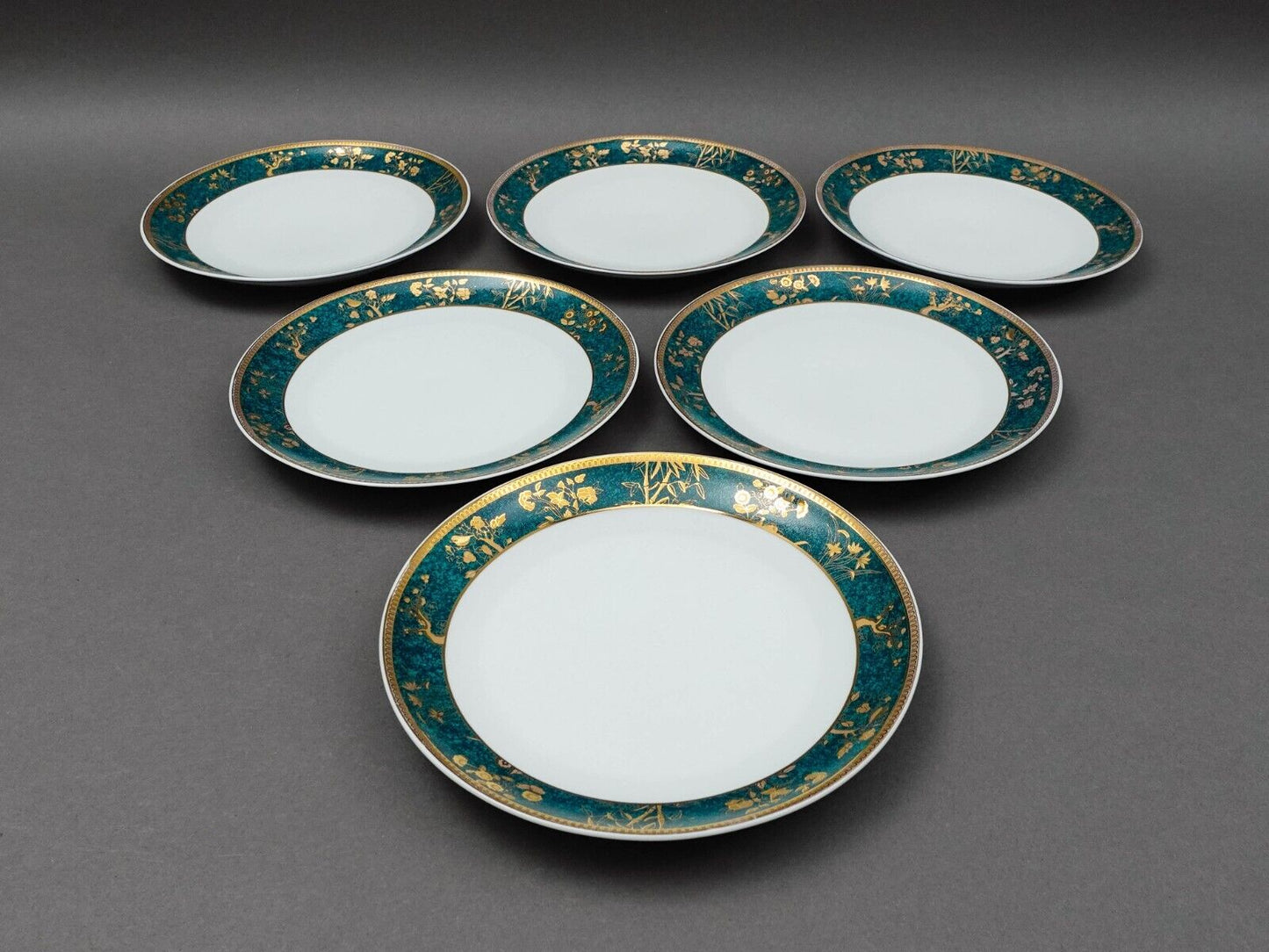 Cocema Fes Morocco Prestige Design Green Gold Porcelain Salad  Plate Set Of 6
