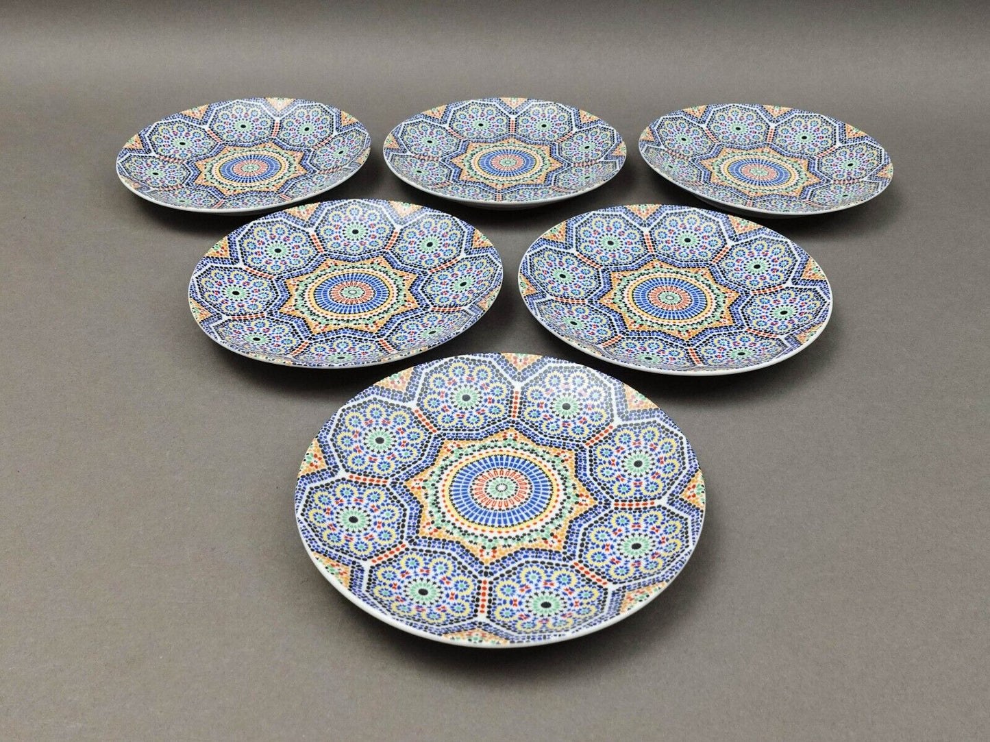 Cocema Fes Maroc Morocco Tile Mosaic Porcelain Bread & Butter Plate Set Of 6