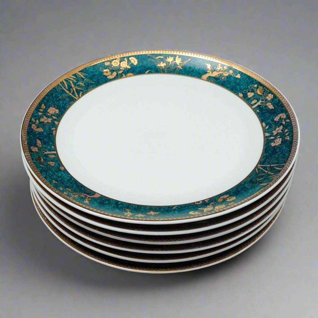 Cocema Fes Morocco Prestige Design Green Gold Porcelain Salad  Plate Set Of 6
