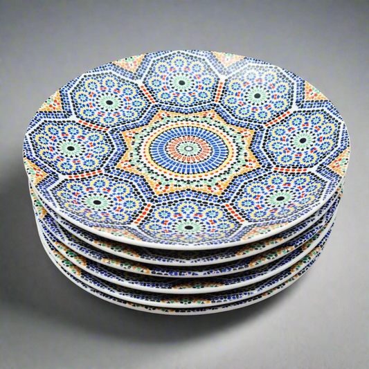 Cocema Fes Maroc Morocco Tile Mosaic Porcelain Bread & Butter Plate Set Of 6