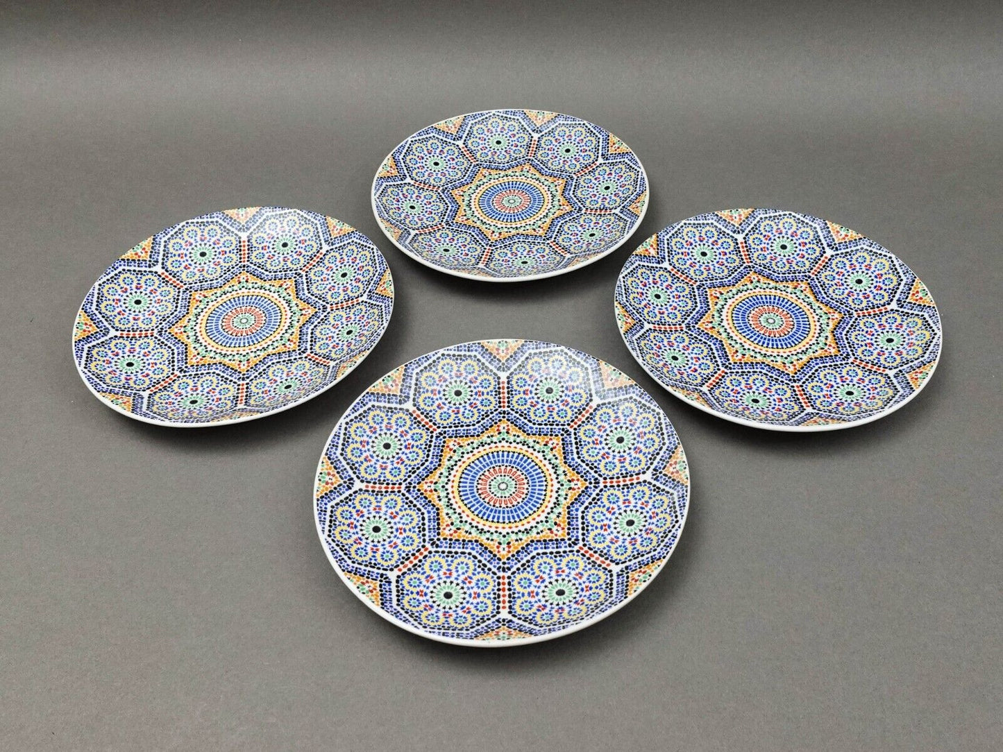 Cocema Fes Maroc Morocco Tile Mosaic Porcelain Bread & Butter Plate Set Of 4