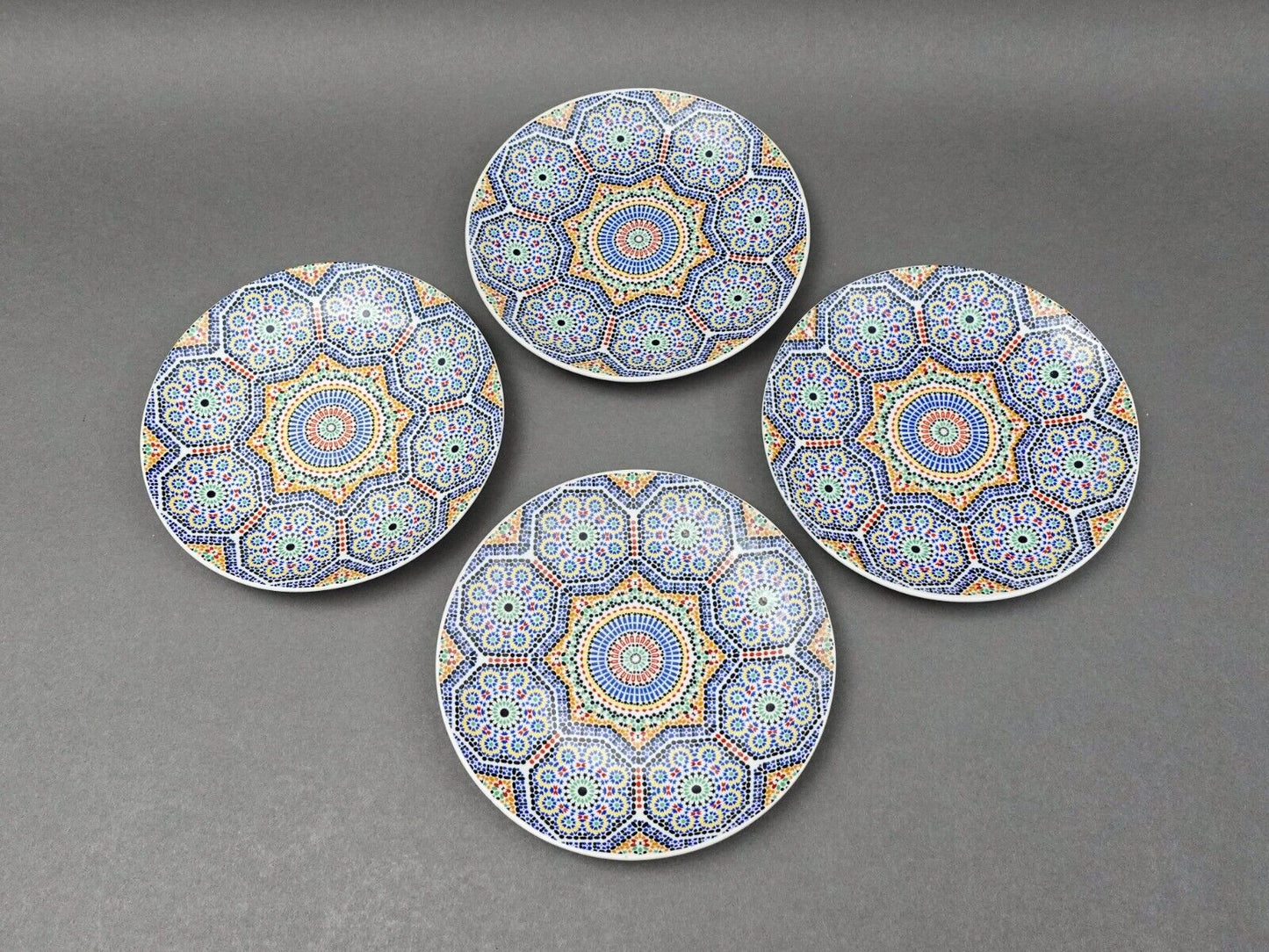 Cocema Fes Maroc Morocco Tile Mosaic Porcelain Bread & Butter Plate Set Of 4