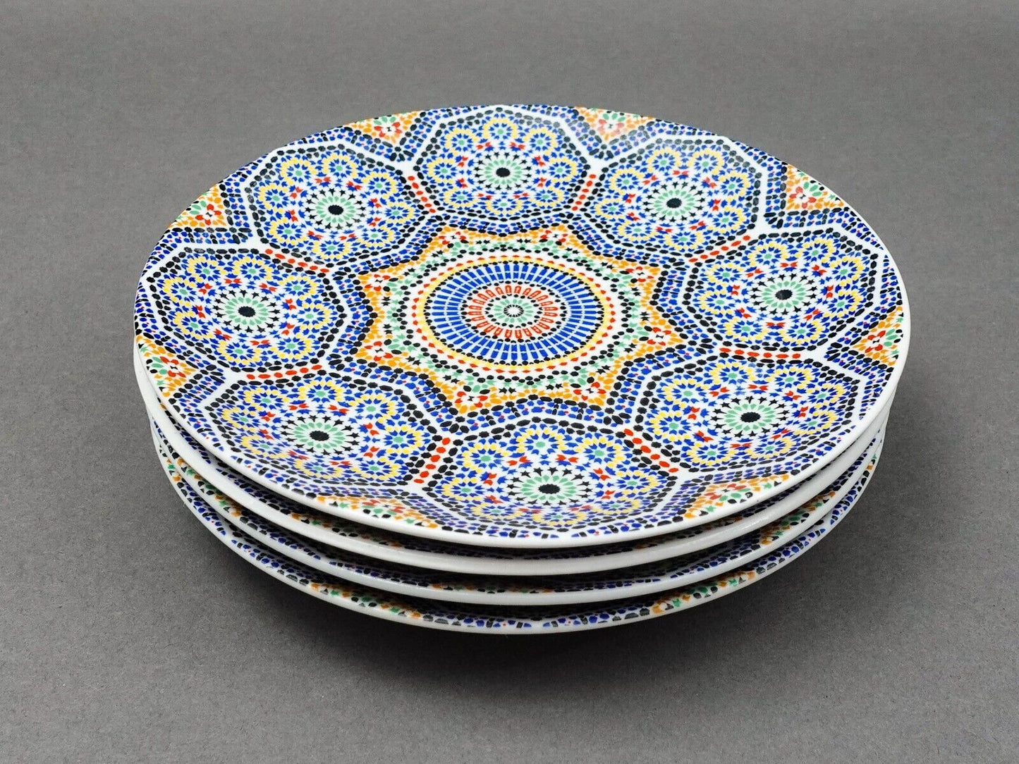 Cocema Fes Maroc Morocco Tile Mosaic Porcelain Bread & Butter Plate Set Of 4