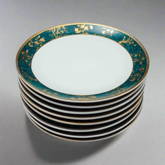 Cocema Fes Morocco Prestige Design Green Gold Bread & Butter Plate Set Of 8