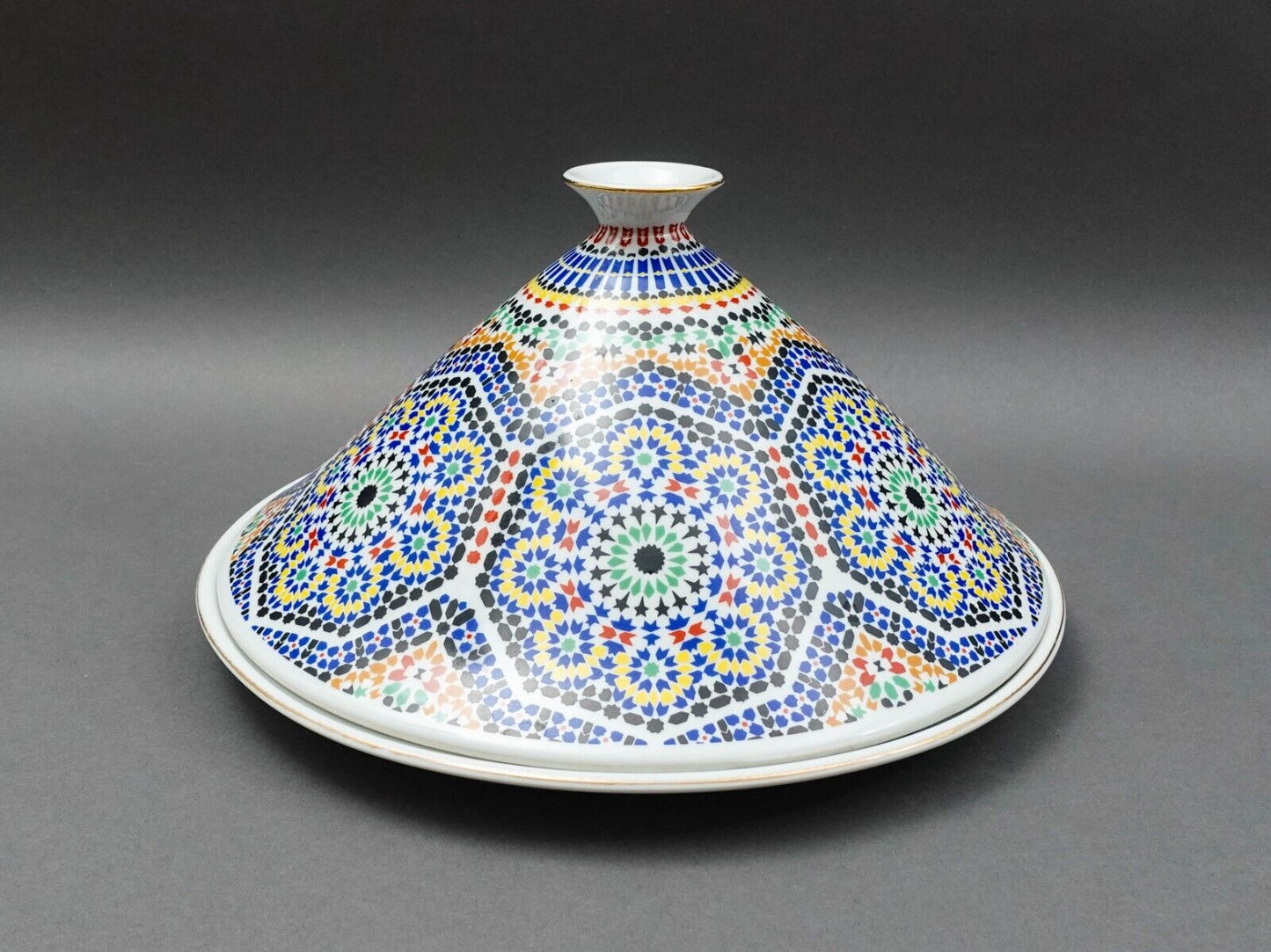 Cocema Fes Maroc Morocco Tile Mosaic Porcelain Serving Huge Tagine Dish