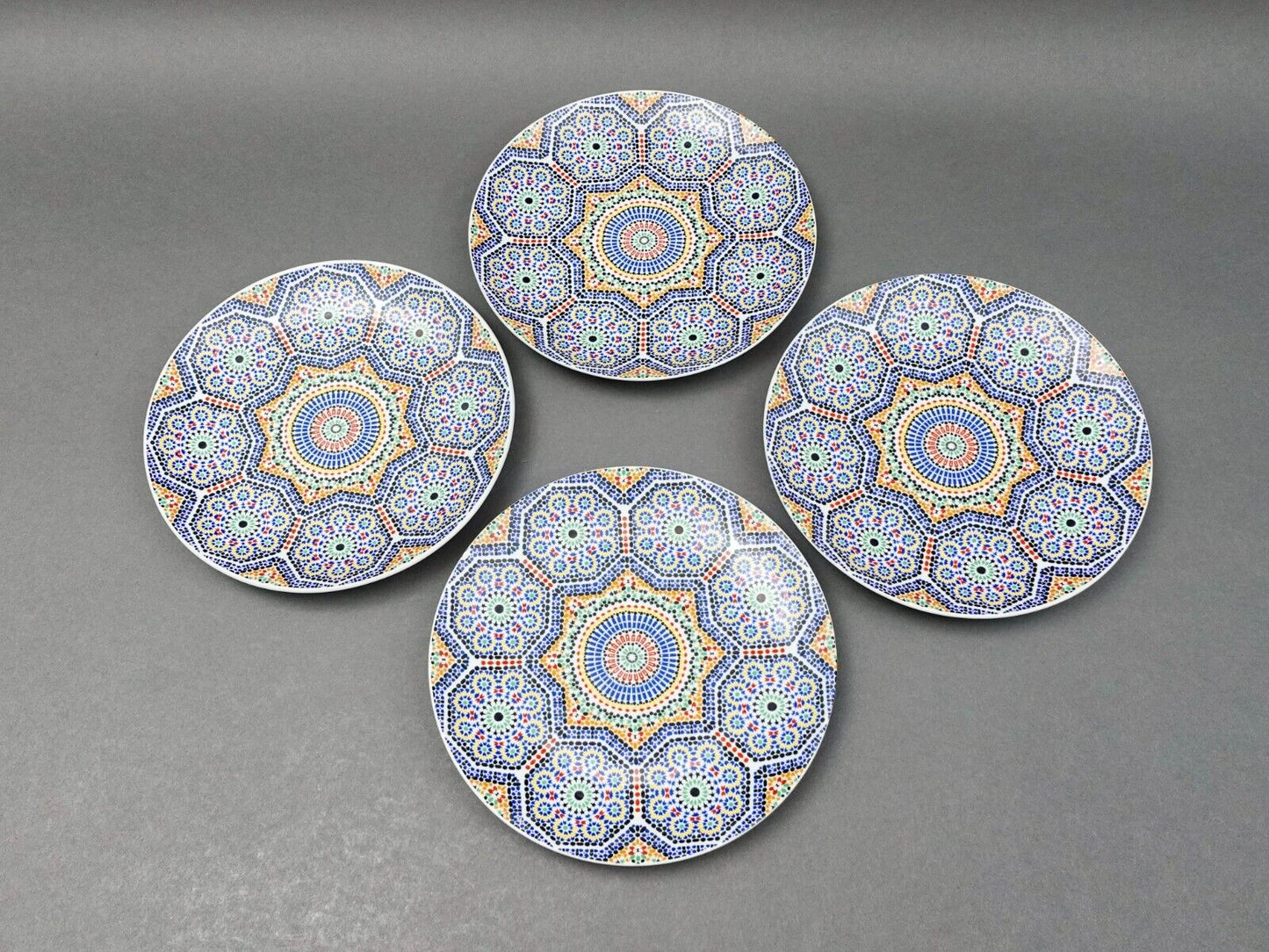 Cocema Fes Maroc Morocco Tile Mosaic Porcelain Salad Plate Set Of 4