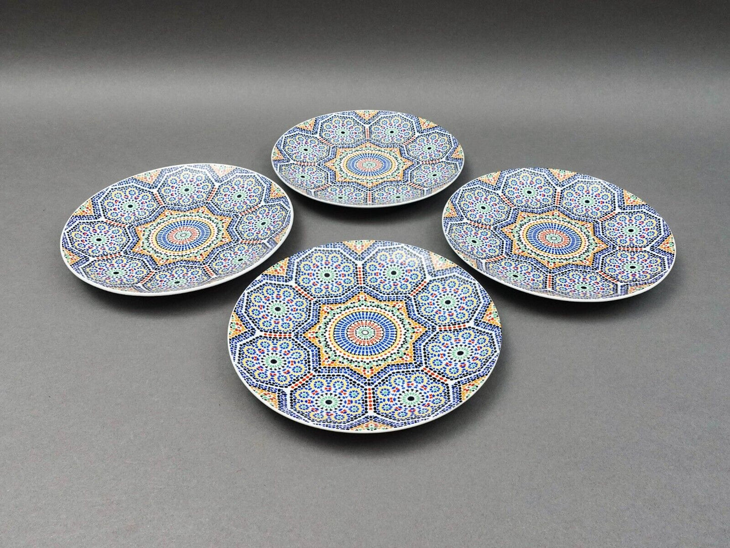 Cocema Fes Maroc Morocco Tile Mosaic Porcelain Salad Plate Set Of 4