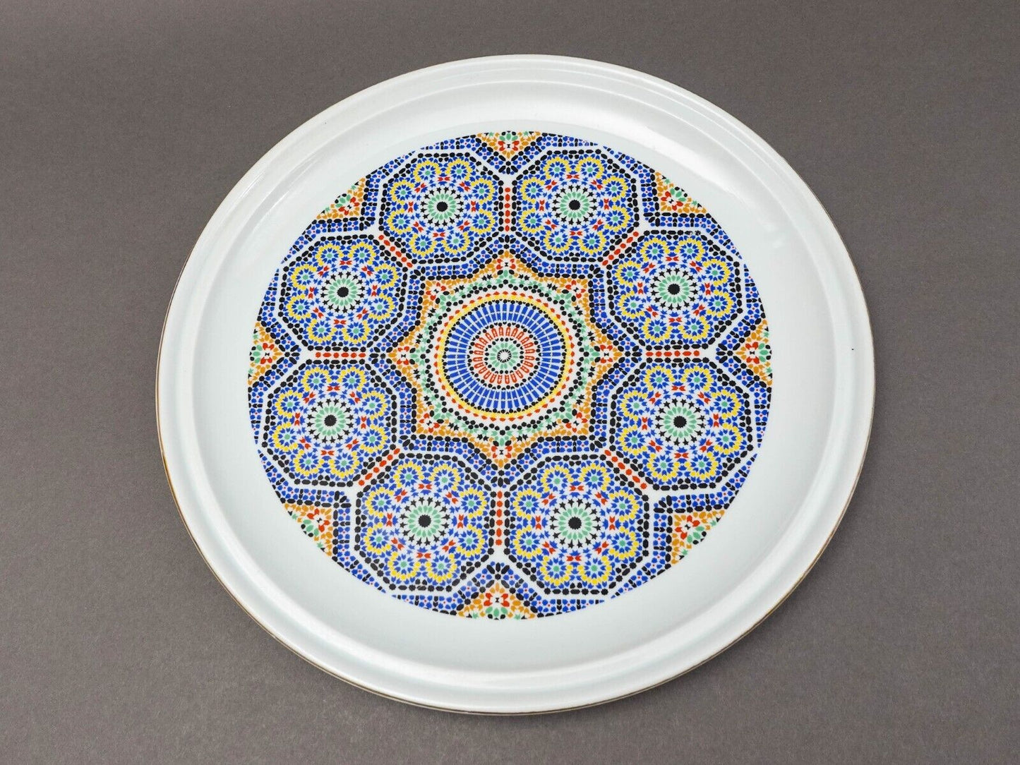Cocema Fes Maroc Morocco Tile Mosaic Porcelain Serving Huge Tagine Dish