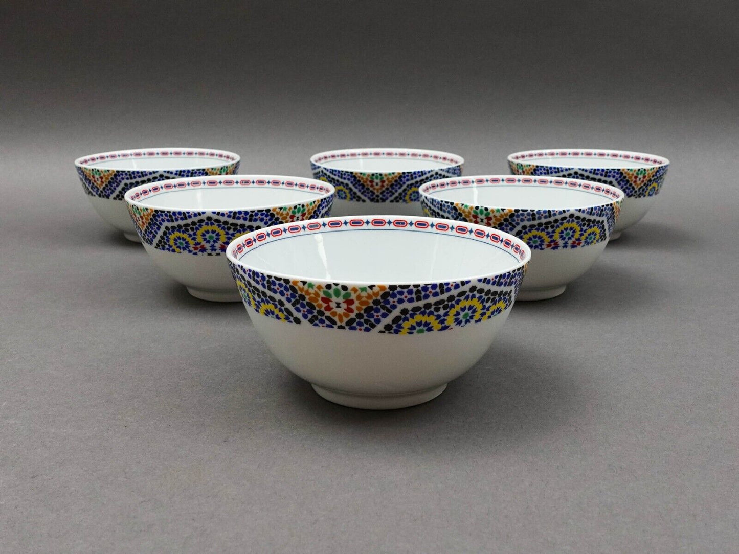 Cocema Fes Maroc Morocco Tile Mosaic Porcelain Fruit Cereal Bowl Set Of 4