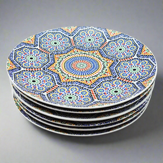 Cocema Fes Maroc Morocco Tile Mosaic Porcelain Salad Plate Set Of 6