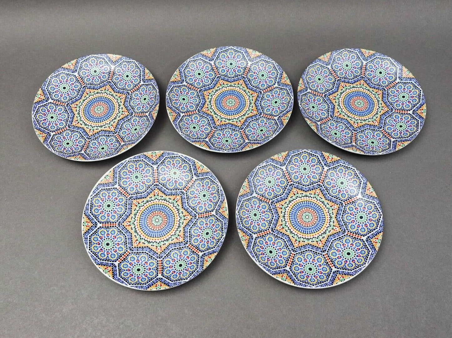 Cocema Fes Maroc Morocco Tile Mosaic Porcelain Bread & Butter Plate Set Of 5