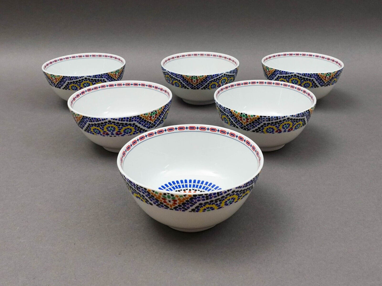 Cocema Fes Maroc Morocco Tile Mosaic Porcelain Fruit Cereal Bowl Set Of 4