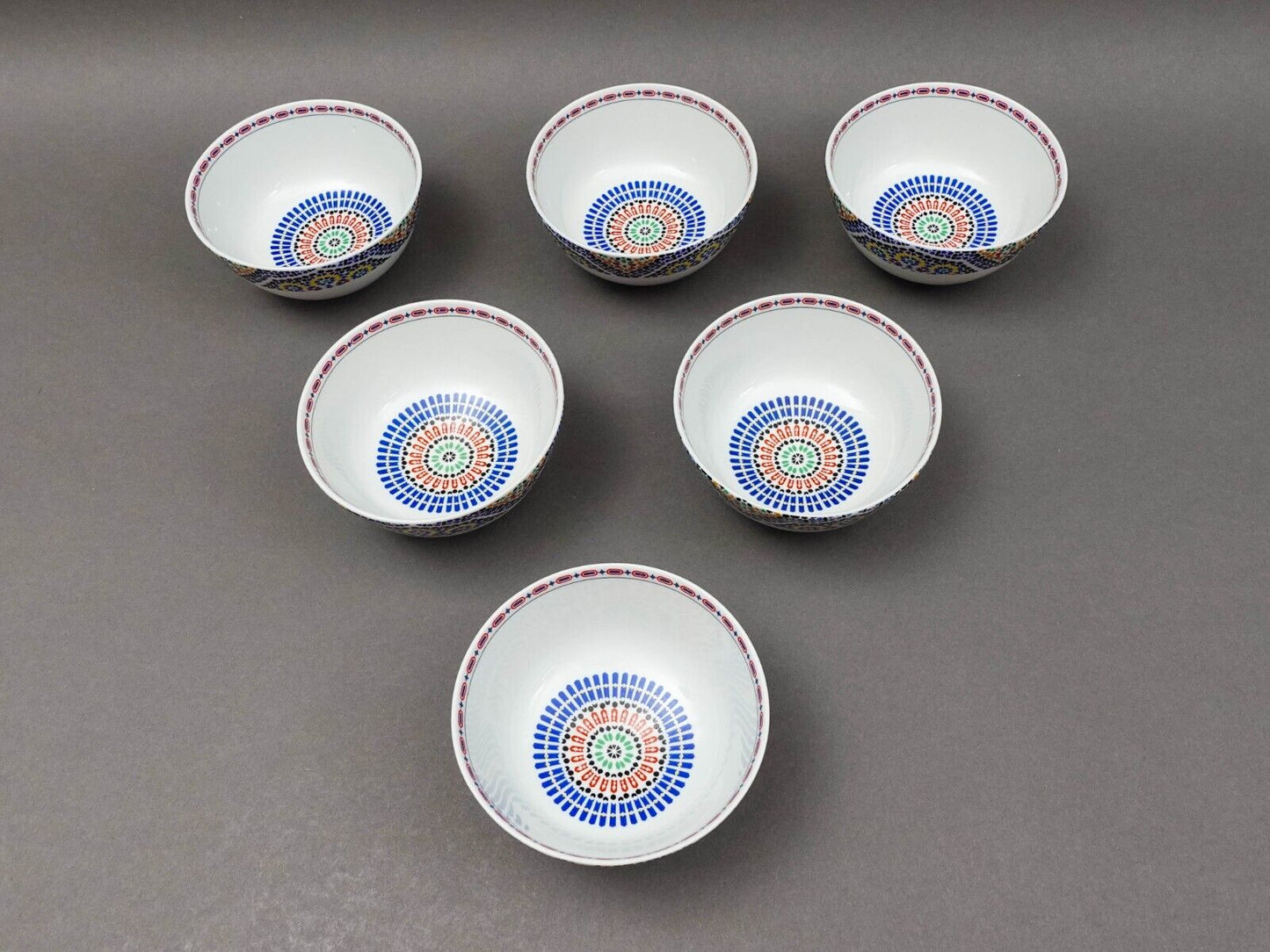 Cocema Fes Maroc Morocco Tile Mosaic Porcelain Fruit Cereal Bowl Set Of 4