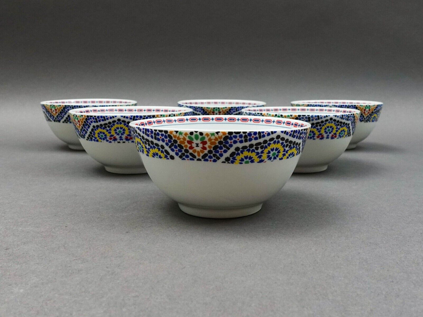 Cocema Fes Maroc Morocco Tile Mosaic Porcelain Fruit Cereal Bowl Set Of 4