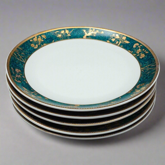 Cocema Fes Morocco Prestige Design Green Gold Bread & Butter Plate Set Of  5