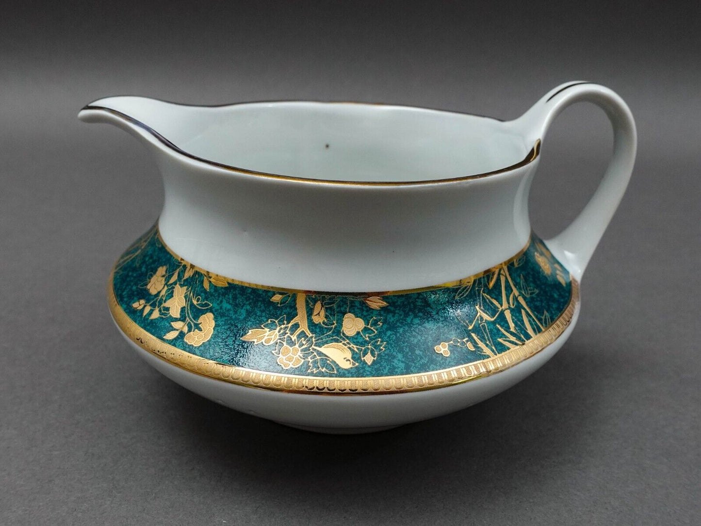 Cocema Fes Morocco Prestige Design Green Gold Porcelain Creamer Milk Jug
