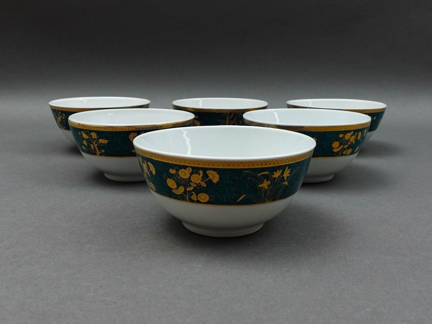 Cocema Fes Morocco Prestige Design Green Gold Porcelain Fruit Cereal Bowl Set 6