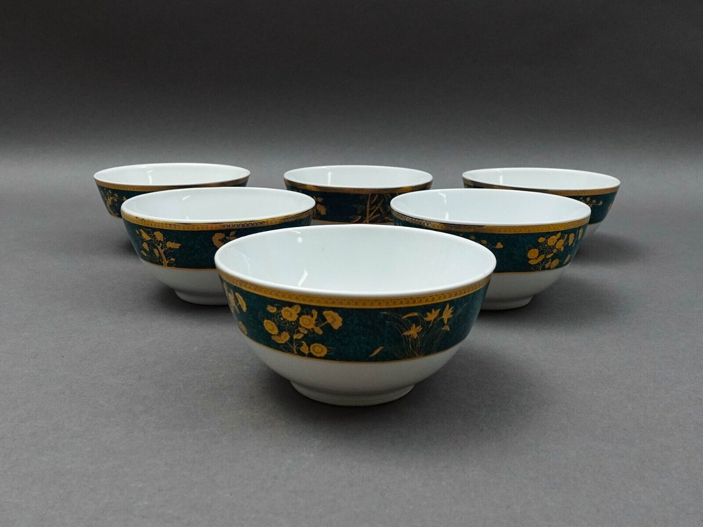 Cocema Fes Morocco Prestige Design Green Gold Porcelain Fruit Cereal Bowl Set 6