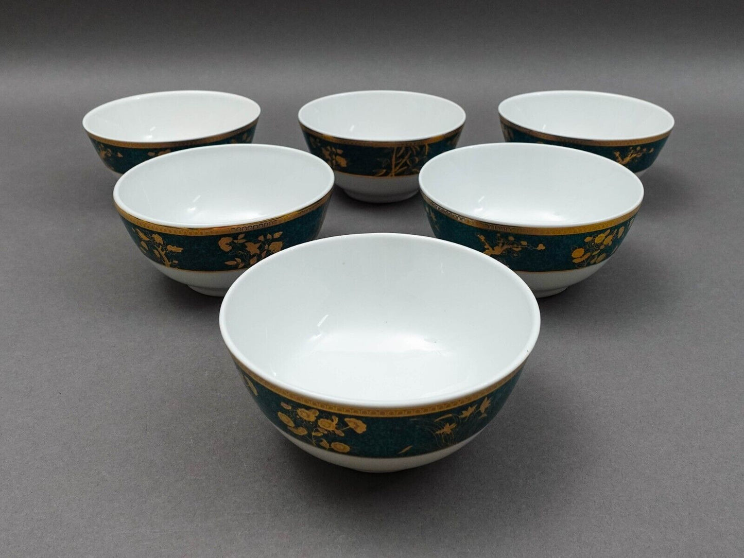 Cocema Fes Morocco Prestige Design Green Gold Porcelain Fruit Cereal Bowl Set 6