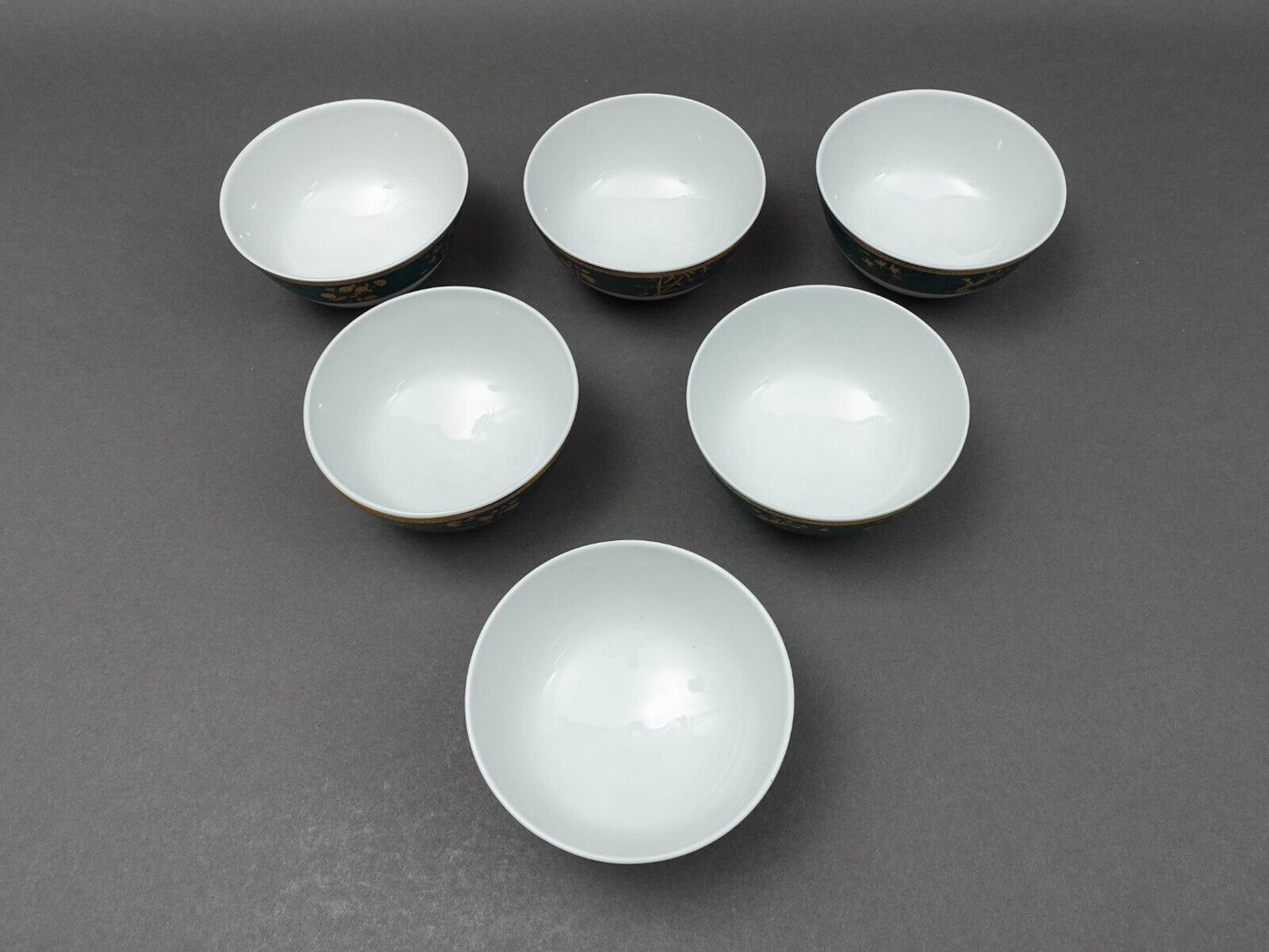 Cocema Fes Morocco Prestige Design Green Gold Porcelain Fruit Cereal Bowl Set 6