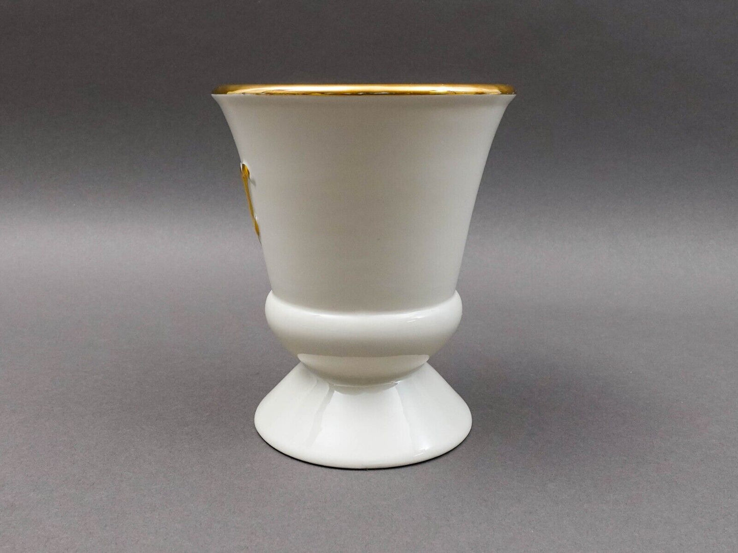 Owens Illinois Vintage Pharmacy Gold Porcelain Apothecary Mortar & Pestle Set