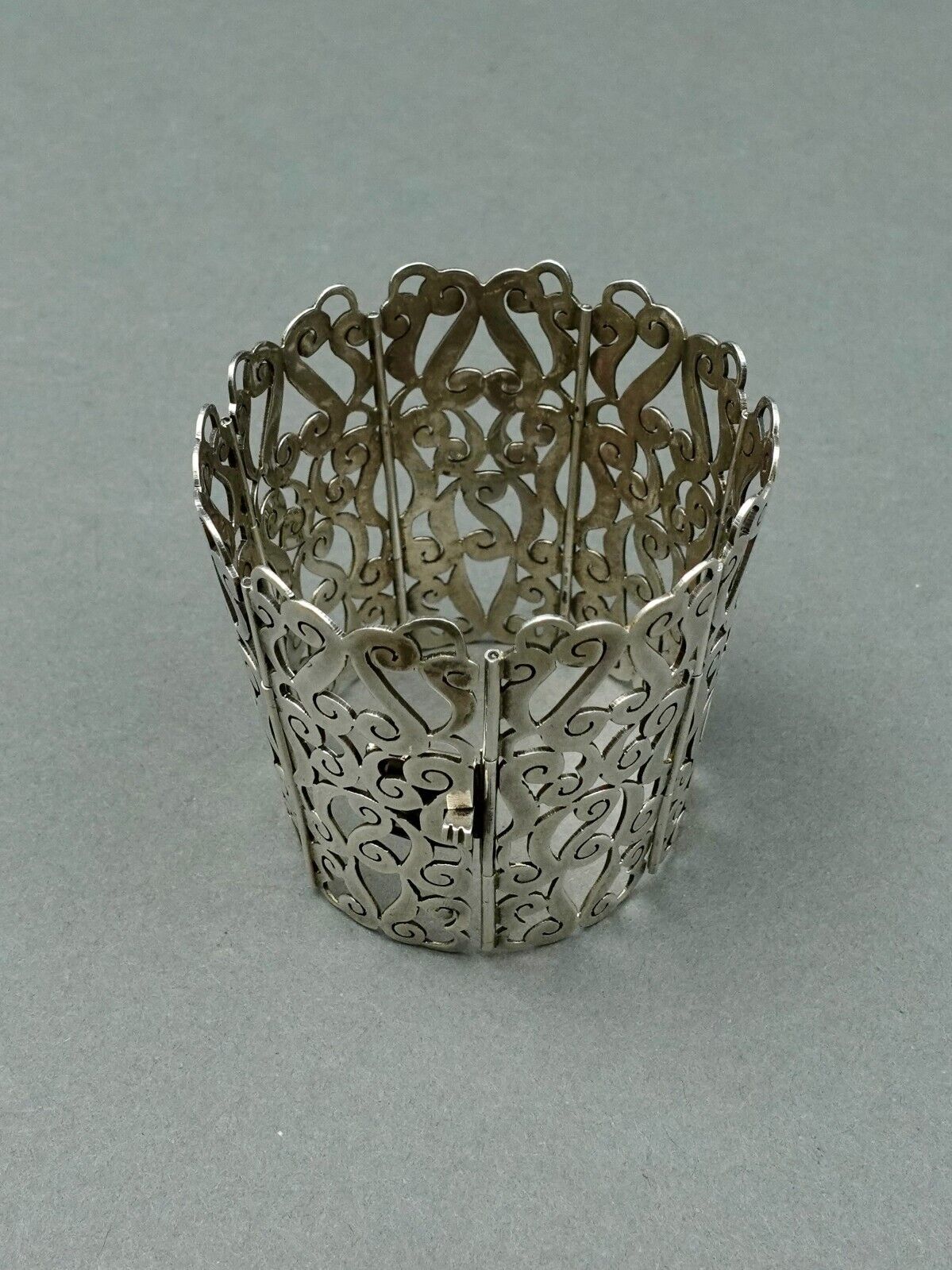 Mar Signed Vintage Mexican Sterling Silver 2 1/2" Wide Ornate Gauntlet Bracelet