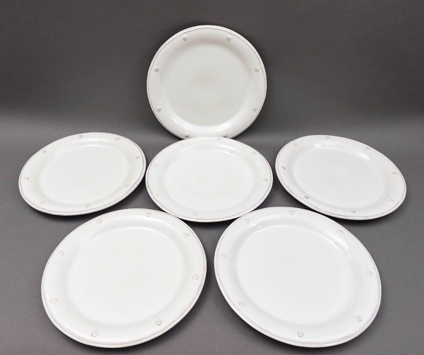 Juliska Portugal Berry & Thread Whitewash 13 3/4" Charger Plate Set Of 6