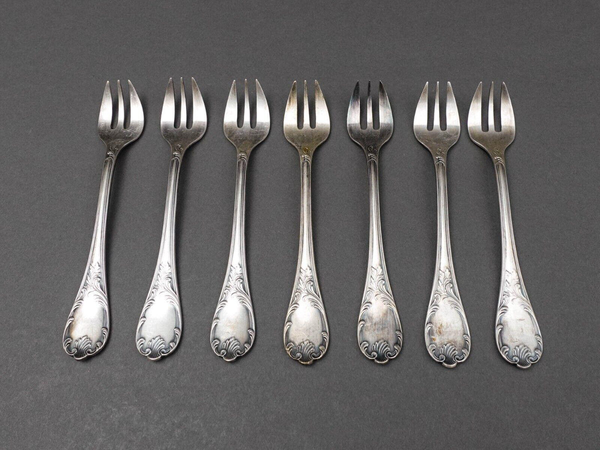 Christofle France Marly Silverplate 5 7/8" Oyster Fork Set Of 7