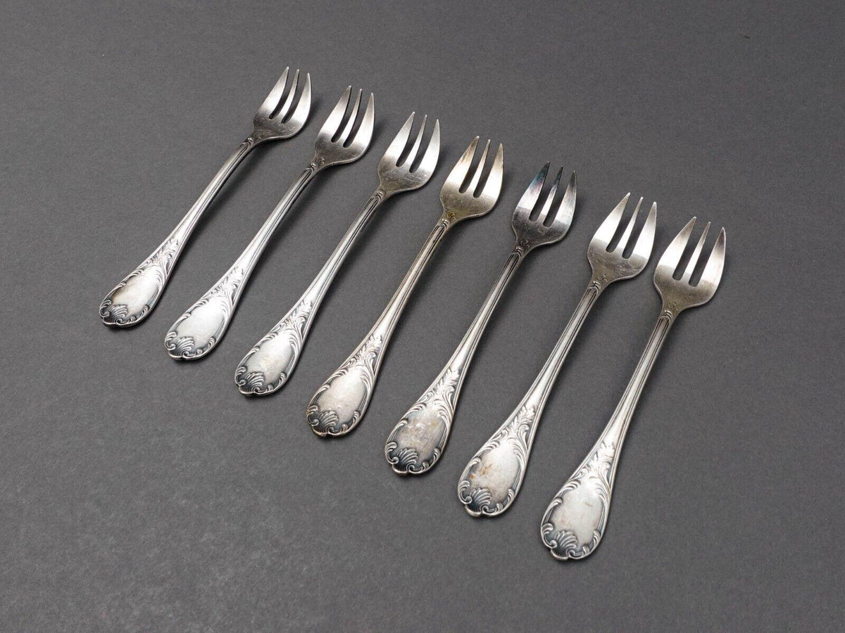Christofle France Marly Silverplate 5 7/8" Oyster Fork Set Of 7
